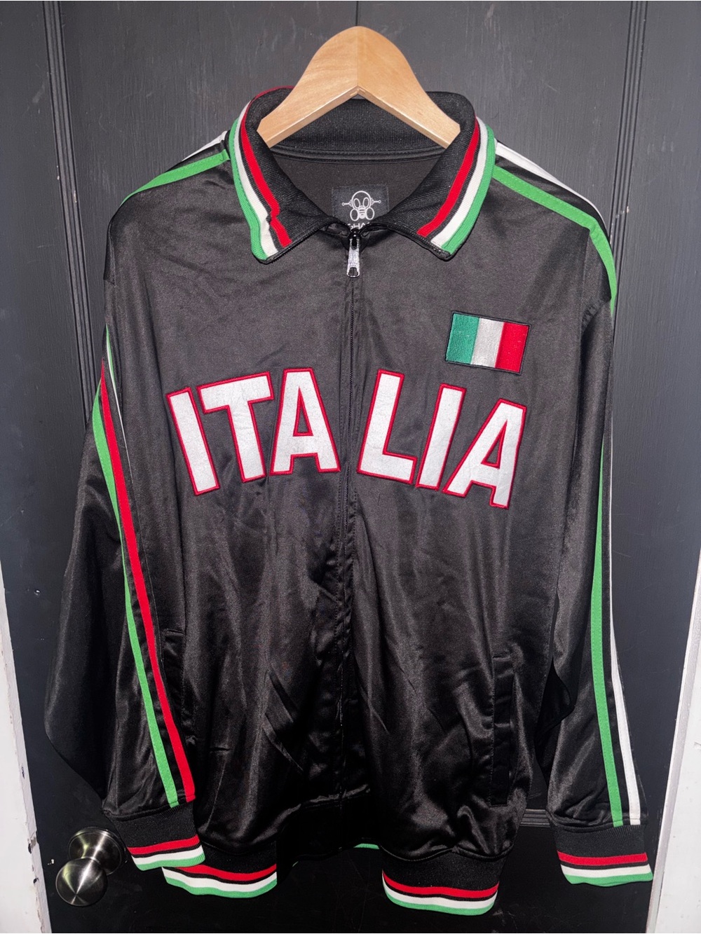 Ghast Italia Black Track Jacket Italian Flag Patch XL Zip Up